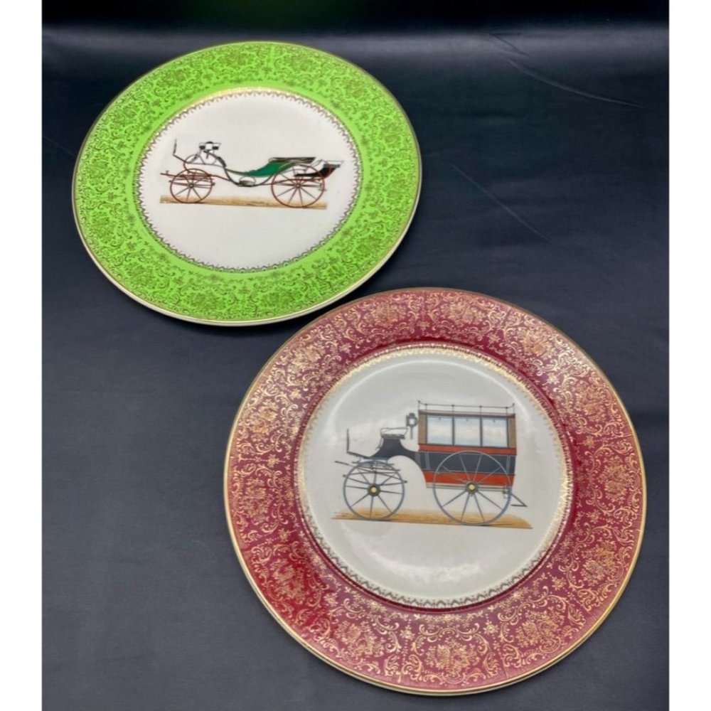 VTG Imperial Salem Service (2) Antique Carriage Pattern 23K Gold Filigree